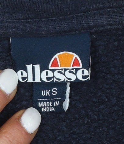 Ellesse Men's Blue Small Pullover Hoodie with Logo and Stripes