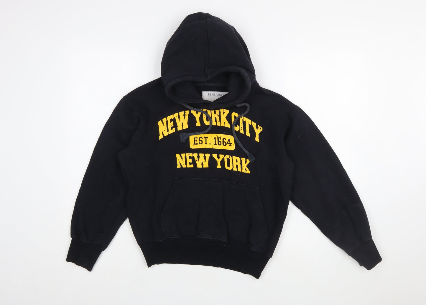 RS USA INC Womens Black XS Pullover Hoodie New York City Graphic Cotton Blend