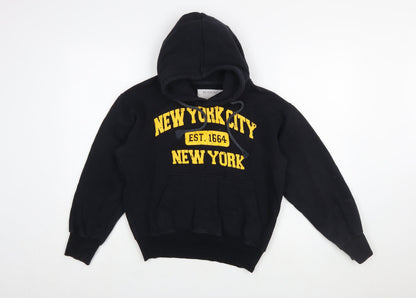 RS USA INC Womens Black XS Pullover Hoodie New York City Graphic Cotton Blend