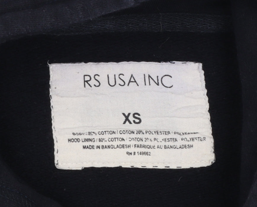 RS USA INC Womens Black XS Pullover Hoodie New York City Graphic Cotton Blend