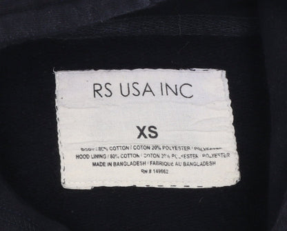 RS USA INC Womens Black XS Pullover Hoodie New York City Graphic Cotton Blend