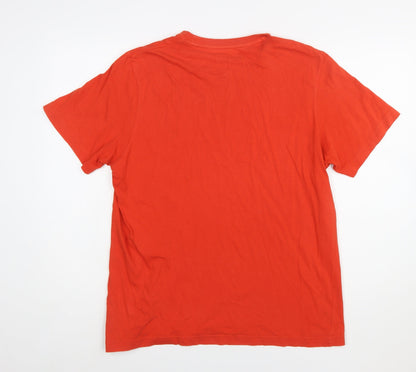 Reebok Men's Red Graphic Regular Fit Cotton T-Shirt Size L