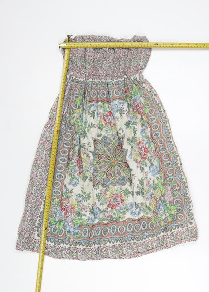New Look Women’s Multicoloured Floral Strapless Cotton Dress Size 8