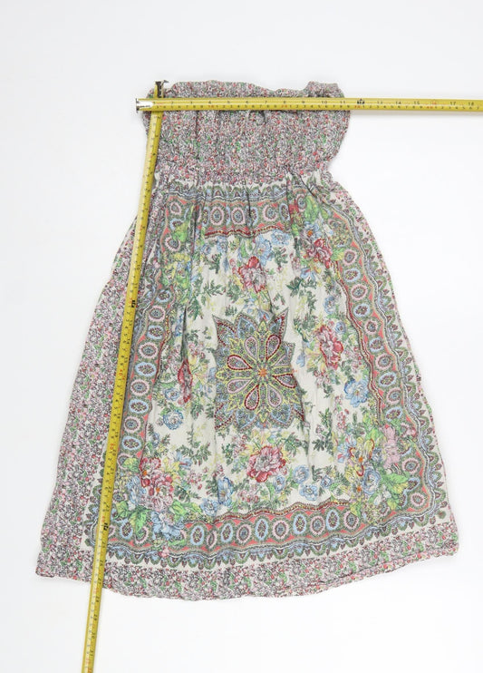 New Look Women’s Multicoloured Floral Strapless Cotton Dress Size 8