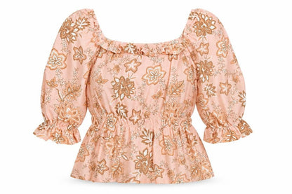 Dorothy Perkins Women’s Pink Floral Peasant Blouse UK 14