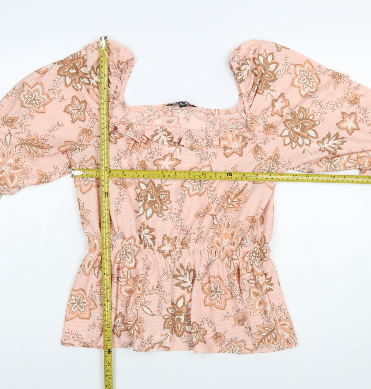 Dorothy Perkins Women’s Pink Floral Peasant Blouse UK 14