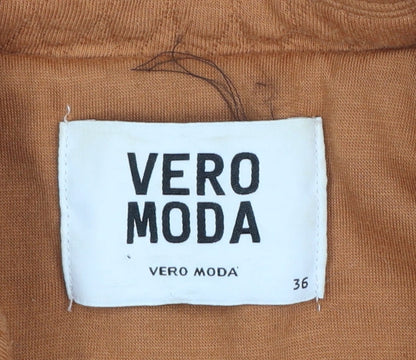 Vero Moda Women Brown Quilted Double-Breasted Blazer Size 8