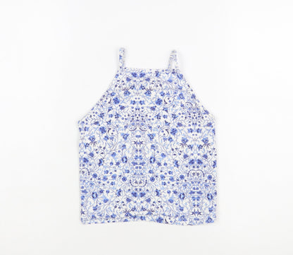 Miss Selfridge Women Blue Floral Halter Camisole Tank Top UK 8