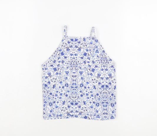 Miss Selfridge Women Blue Floral Halter Camisole Tank Top UK 8