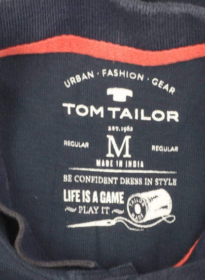 Tom Tailor Men's Blue Regular Fit Cotton Graphic Polo Shirt M
