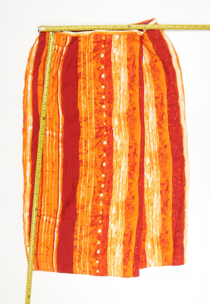 Berkertex Women Orange Striped Viscose Knee Length Skirt Size 18