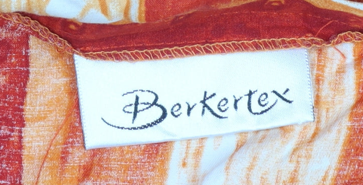 Berkertex Women Orange Striped Viscose Knee Length Skirt Size 18