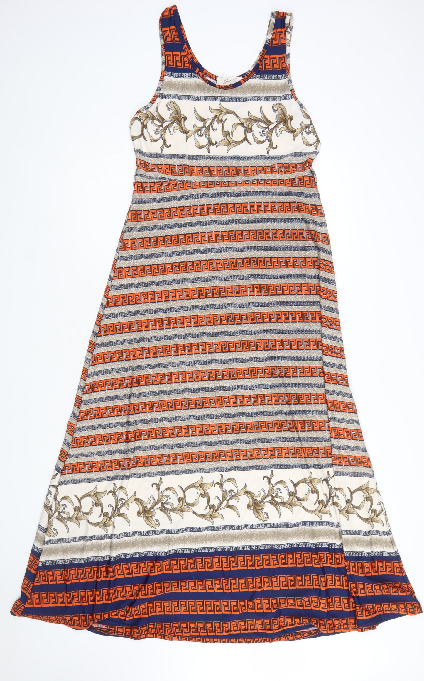 Yabisi Fashion Womens Multicoloured Geometric Sleeveless A-Line Midi Dress M