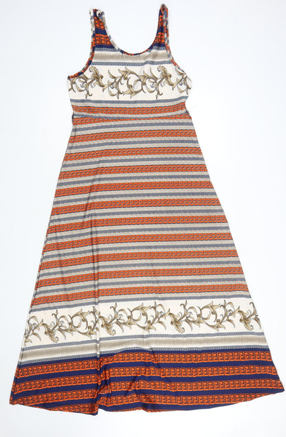 Yabisi Fashion Womens Multicoloured Geometric Sleeveless A-Line Midi Dress M