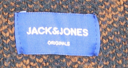 Jack & Jones Men's Blue Geometric Knit Cardigan M