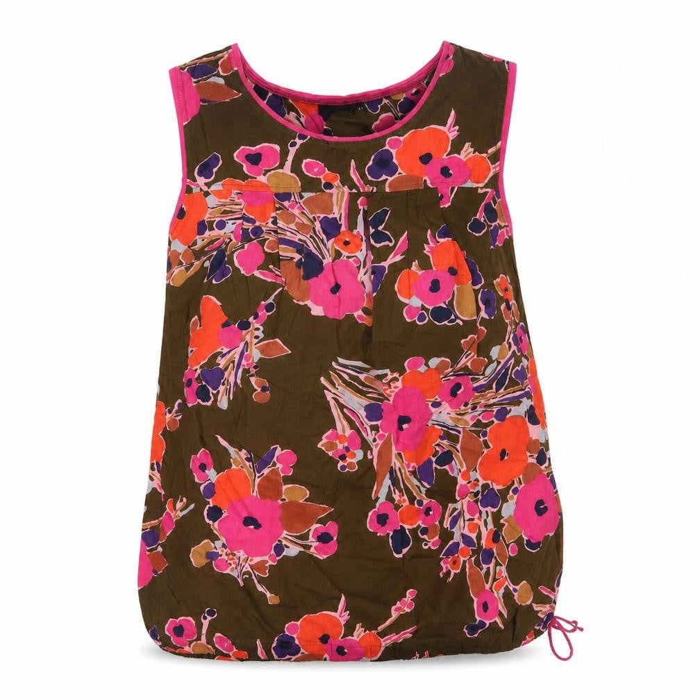 Next Women's Multicoloured Floral Cotton Sleeveless Tunic Top Size 8