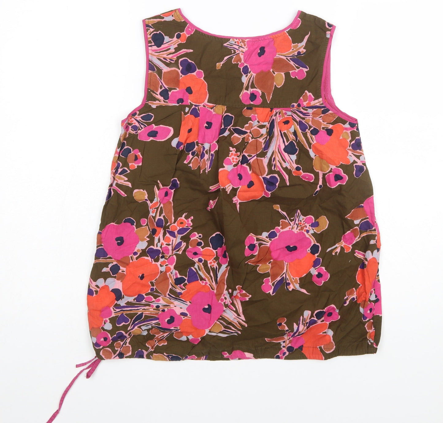 Next Women's Multicoloured Floral Cotton Sleeveless Tunic Top Size 8