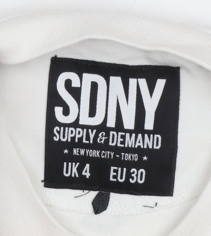 Supply & Demand Women's Cropped Colourblock T-Shirt UK 4 White Pink