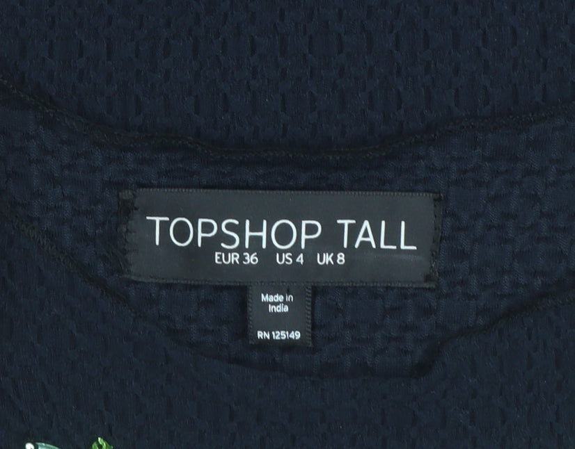 Topshop Tall Women's Black Beaded Sleeveless Camisole Top Size 8