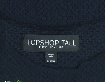 Topshop Tall Women's Black Beaded Sleeveless Camisole Top Size 8