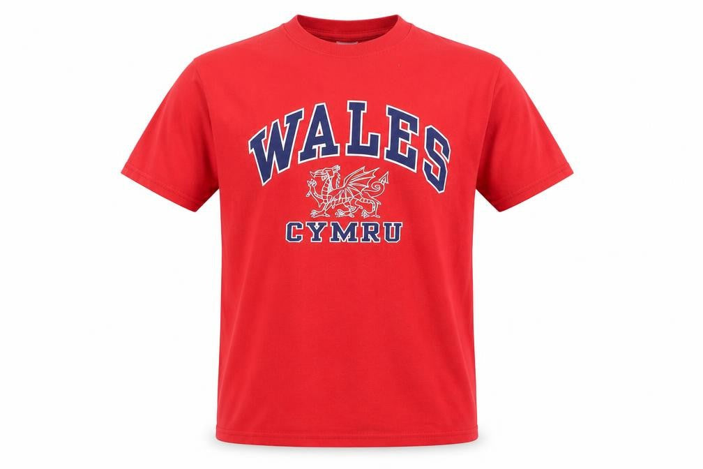Gildan Men's Red Wales Cymru Graphic Heavy Cotton T-Shirt Size S