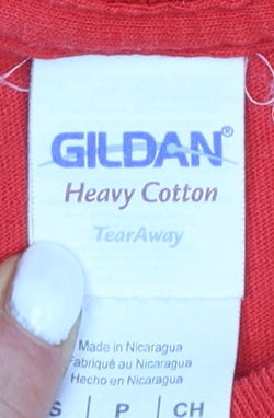 Gildan Men's Red Wales Cymru Graphic Heavy Cotton T-Shirt Size S