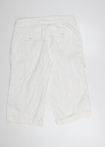 Dorothy Perkins Women's White Cargo Trousers Size 14 Cotton Summer Wear