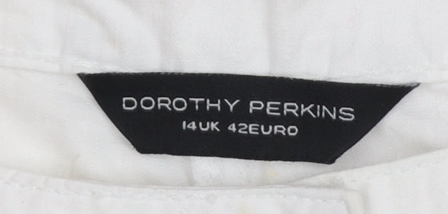 Dorothy Perkins Women's White Cargo Trousers Size 14 Cotton Summer Wear