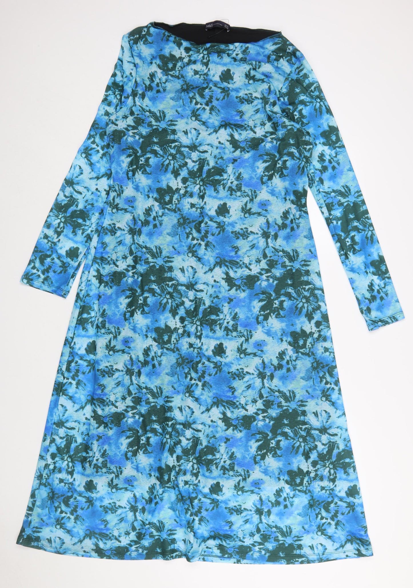 Marks and Spencer Women Blue Floral A-Line Dress Size 16 Regular