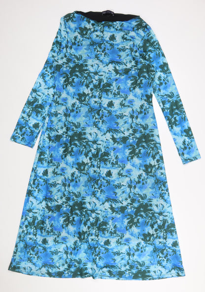 Marks and Spencer Women Blue Floral A-Line Dress Size 16 Regular