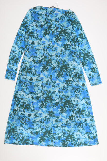 Marks and Spencer Women Blue Floral A-Line Dress Size 16 Regular