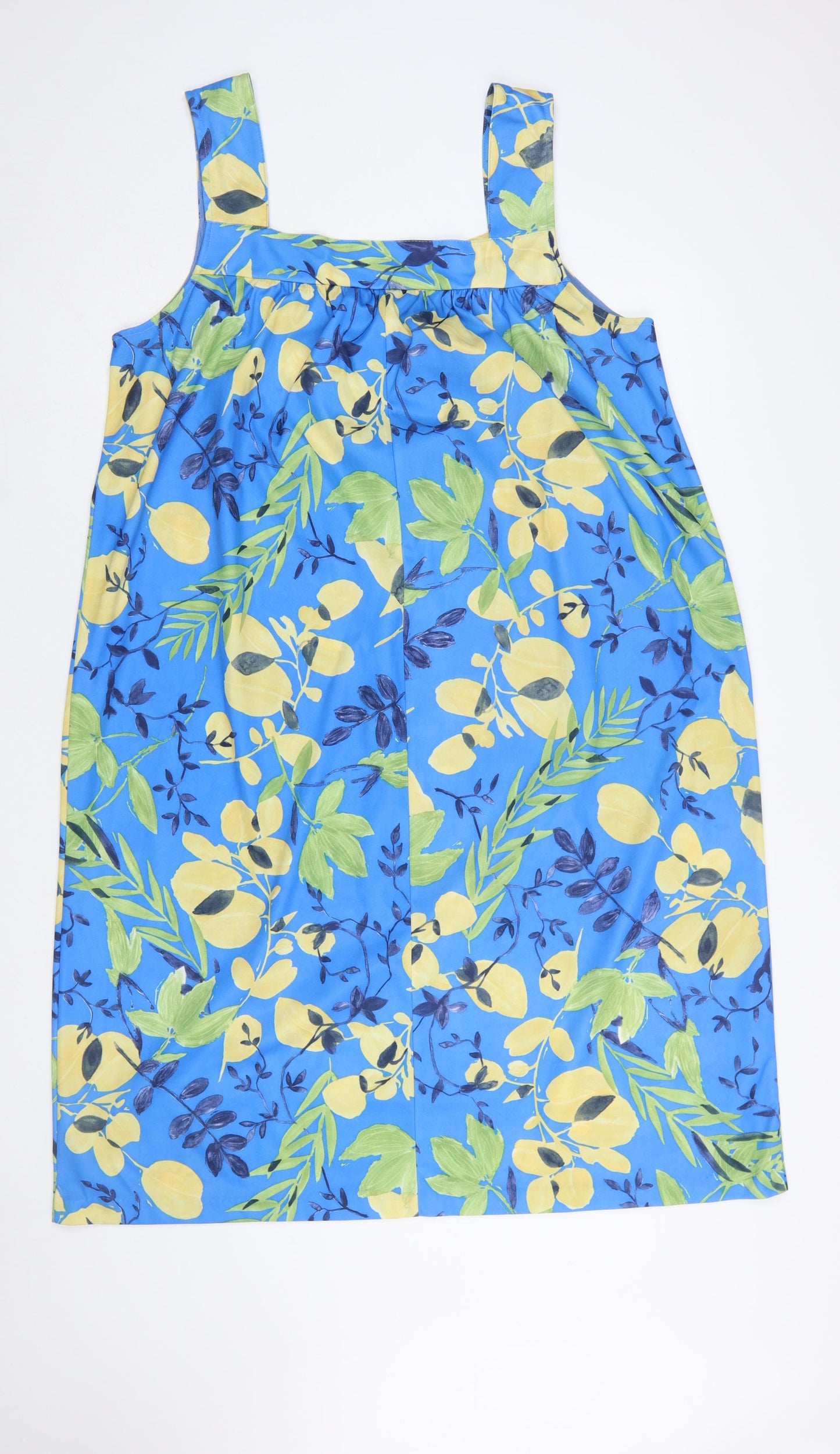 Daxon Women Blue Floral Shift Dress Size 16 Sleeveless Cotton
