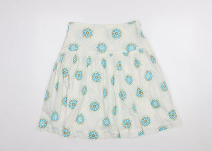 White Stuff Womens White Cotton A-Line Knee Length Skirt Size 10