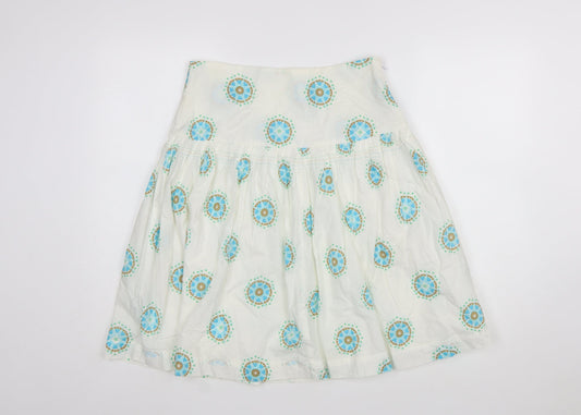 White Stuff Womens White Cotton A-Line Knee Length Skirt Size 10