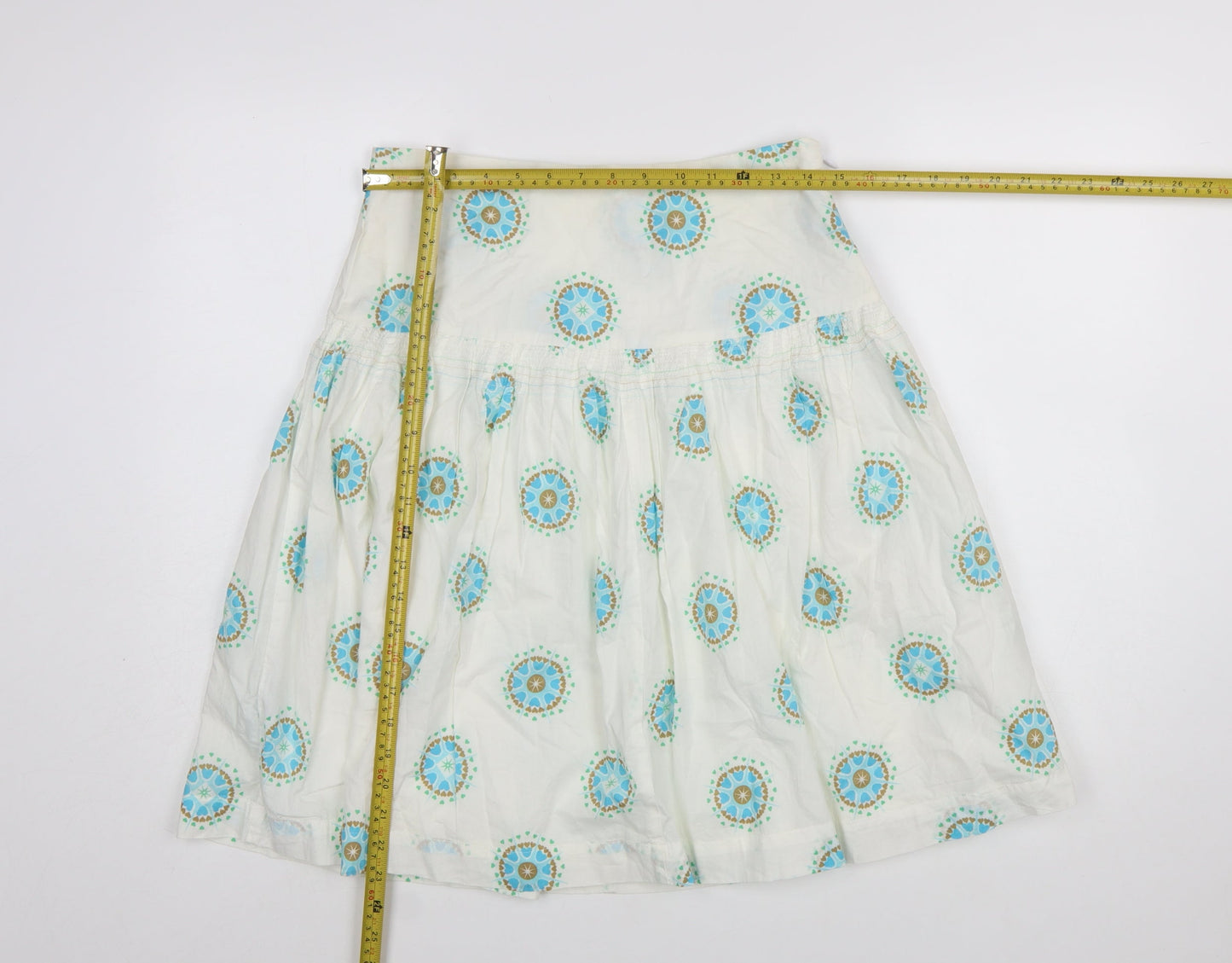 White Stuff Womens White Cotton A-Line Knee Length Skirt Size 10