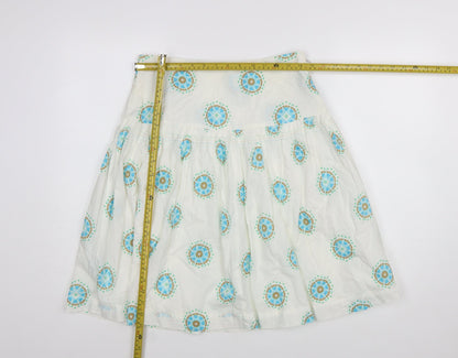 White Stuff Womens White Cotton A-Line Knee Length Skirt Size 10