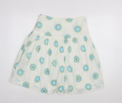 White Stuff Womens White Cotton A-Line Knee Length Skirt Size 10