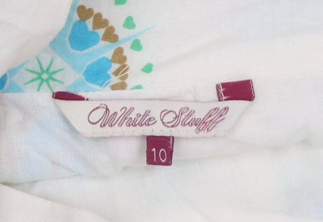 White Stuff Womens White Cotton A-Line Knee Length Skirt Size 10