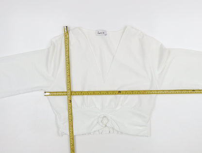 Luna Women's White Wrap Long Sleeve V-Neck Blouse L