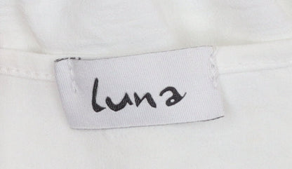 Luna Women's White Wrap Long Sleeve V-Neck Blouse L