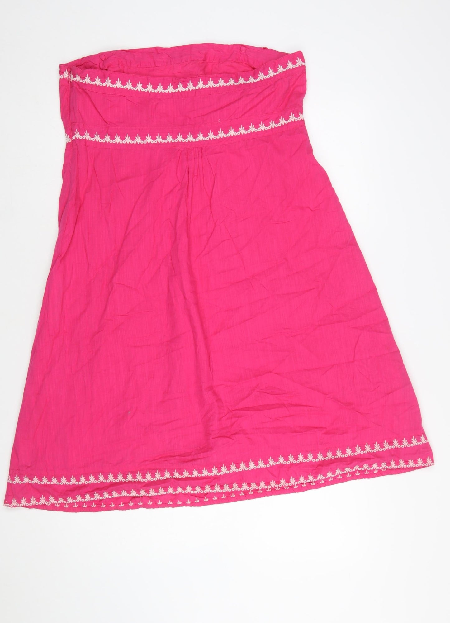 Monsoon Women’s Pink Embroidered Strapless Cotton Dress Size 16