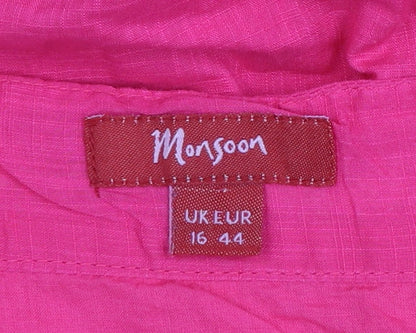 Monsoon Women’s Pink Embroidered Strapless Cotton Dress Size 16