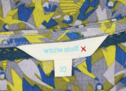 White Stuff Women's Multicoloured Geometric Shift Dress Size 10