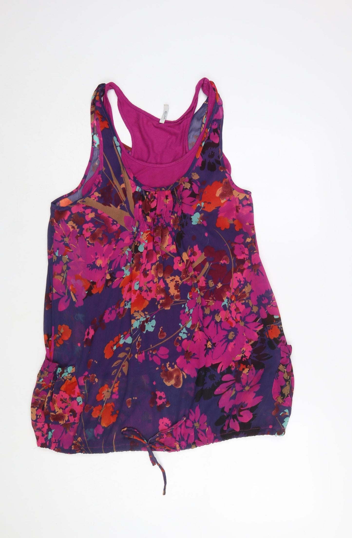 E-vie Women's Multicoloured Floral Chiffon Tank Top Size 8
