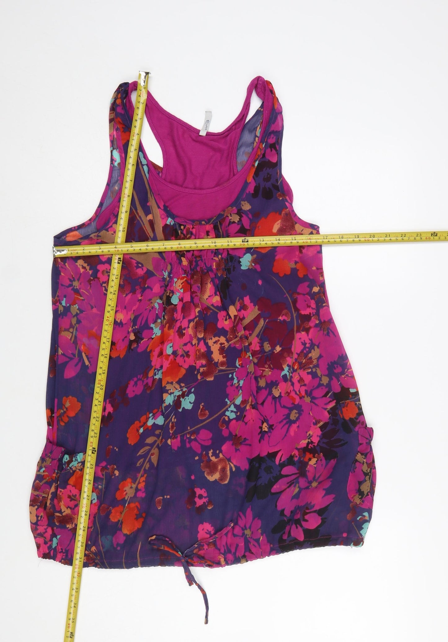 E-vie Women's Multicoloured Floral Chiffon Tank Top Size 8