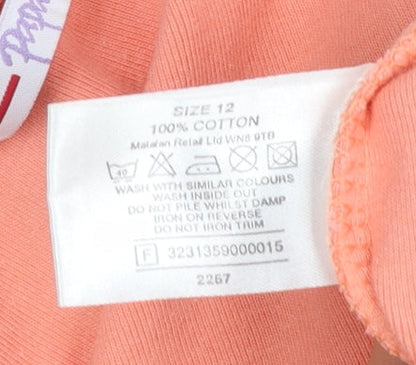 Papaya Women’s Orange Cotton Beaded V-Neck Sleeveless Tank Top Size 12