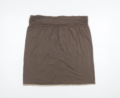 Phase Eight Women Brown Sequin Short Pencil Skirt Size L