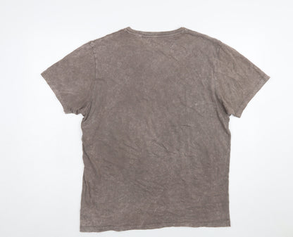 Next Men's Brown Tiger Graphic T-Shirt Large Cotton Casual