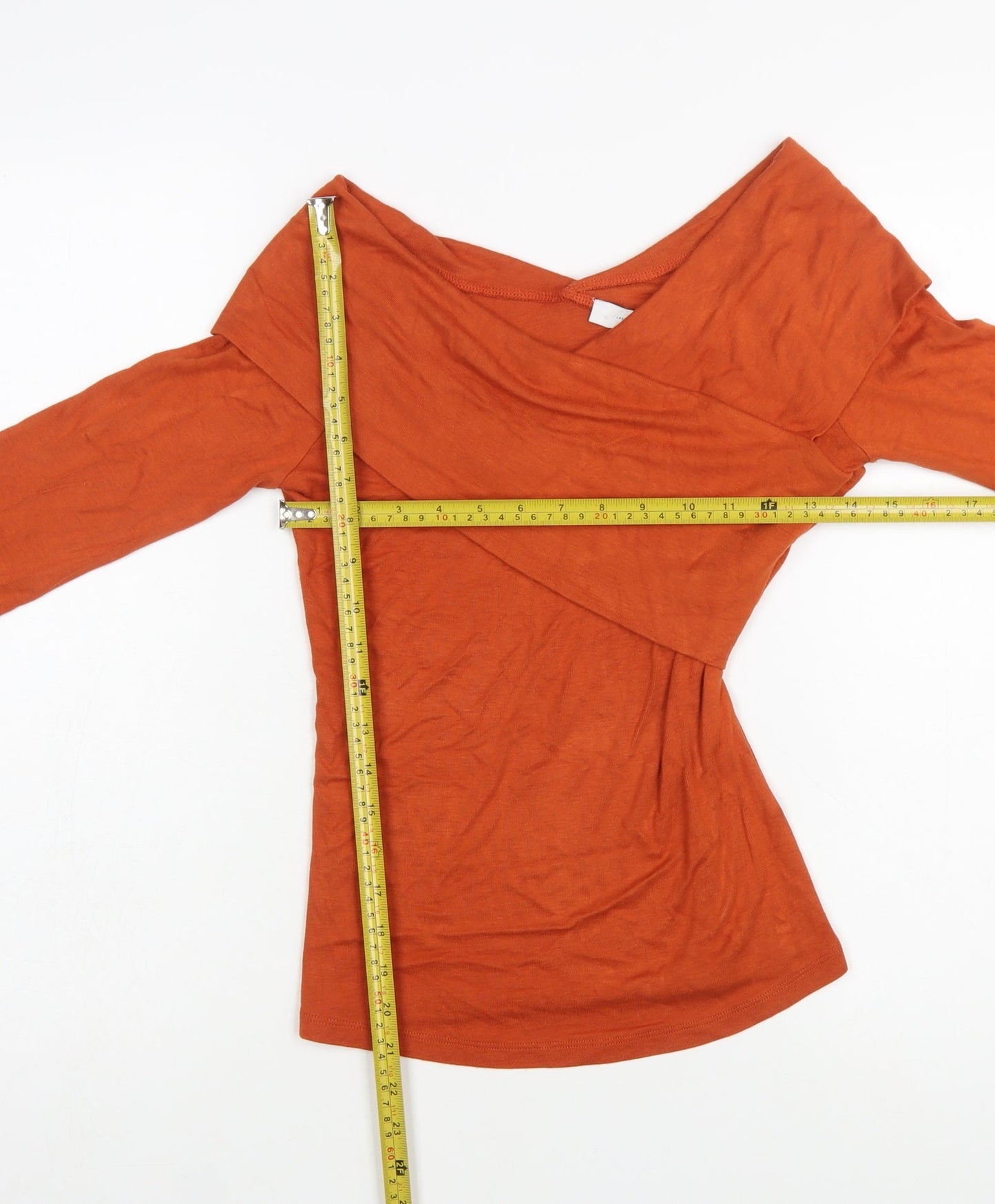 Jasper Conran Womens Orange Off Shoulder Wrap Top Size 10