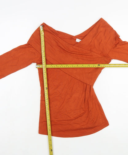 Jasper Conran Womens Orange Off Shoulder Wrap Top Size 10